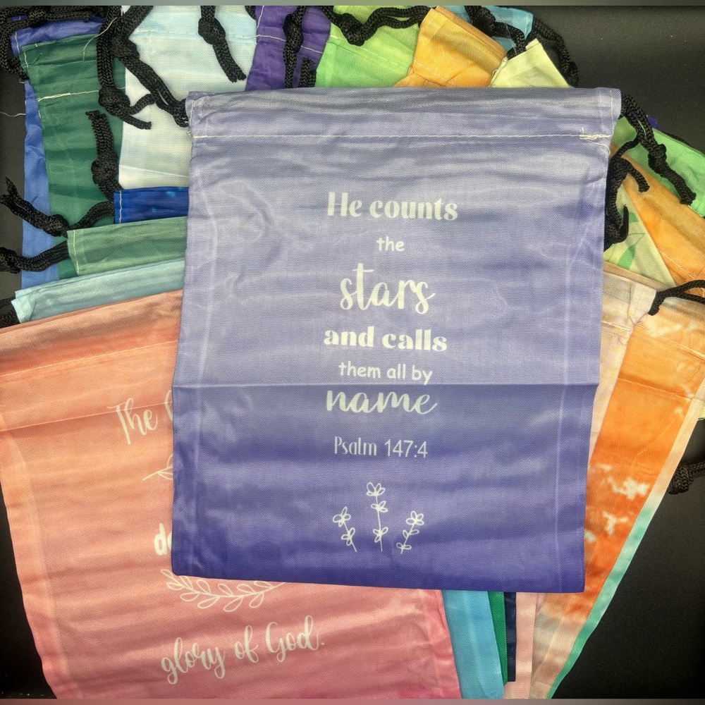BIBLE BAGS W/DRAWSTRING & 3 “BONUS” FAITH BASED JOURNALING ITEMS